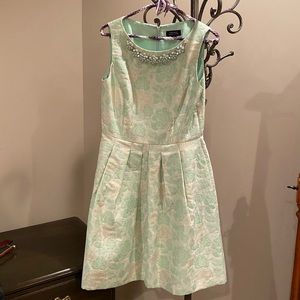 Aqua Blue and Cream Tahiti Dress with Pleats